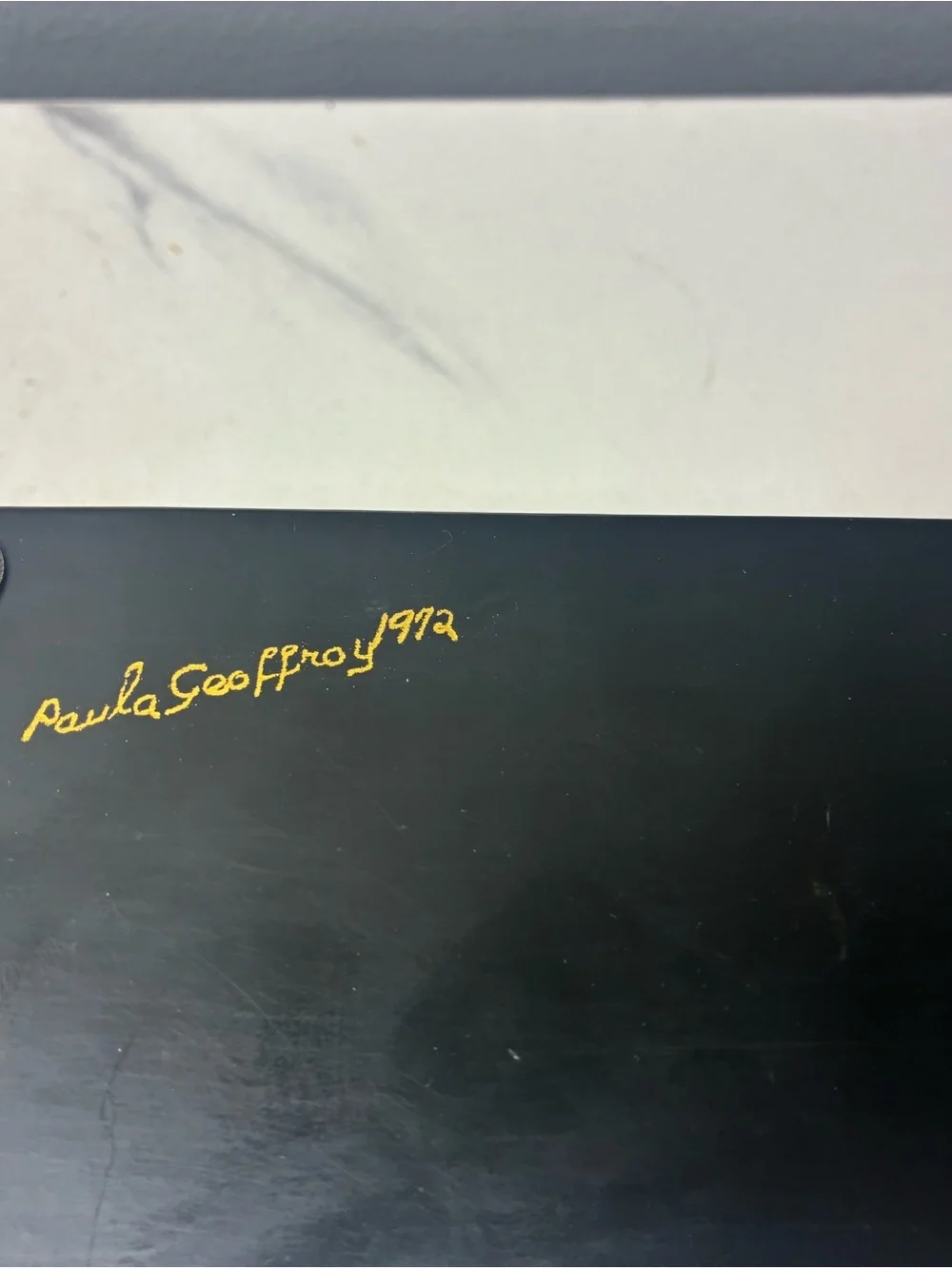 Signed 1972 Paula Geoffroy Lacquer Jewelry Box with Abalone Inlay
